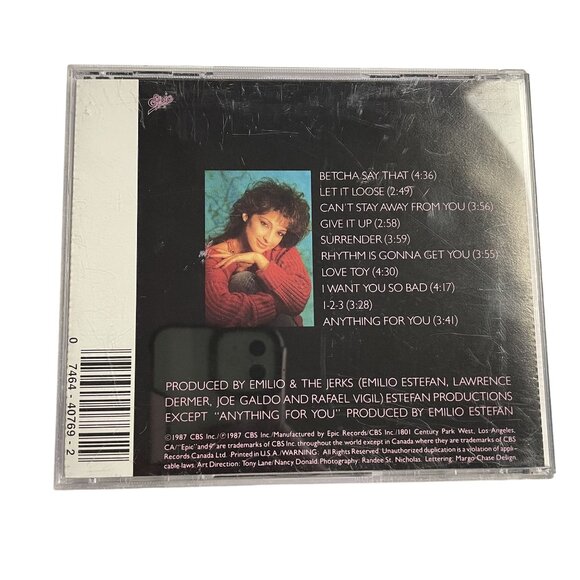 Let it Loose Gloria Estefan Pop Audio Music CD 1987 u 10 Tracks B - Picture 2 of 3